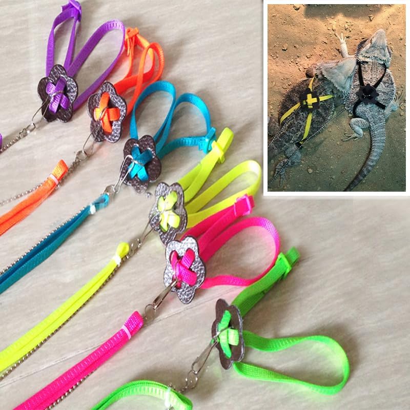 hokable Adjustable 4.72inch Reptile Lizard Harness Leash,Turtle Lizard Pet Traction Belt Bearded Dragon Accessories Soft Small Pet Animal Harness Rope Outdoor Used (Green) - Image 4
